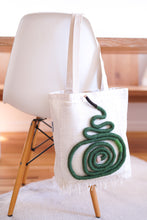 Load image into Gallery viewer, Canvas Tote Bag x Fiber Art 'GREEN'