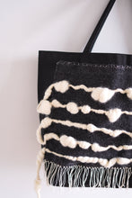 Load image into Gallery viewer, Large Canvas Market Tote x Fiber Art 'BLACK + WHITE'