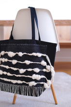 Load image into Gallery viewer, Large Canvas Market Tote x Fiber Art 'BLACK + WHITE'