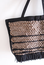 Load image into Gallery viewer, Large Canvas Market Tote x Fiber Art 'WOOD + BLACK'