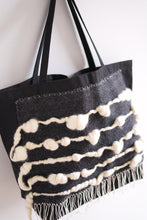 Load image into Gallery viewer, Large Canvas Market Tote x Fiber Art 'BLACK + WHITE'