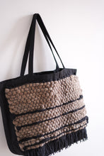 Load image into Gallery viewer, Large Canvas Market Tote x Fiber Art 'WOOD + BLACK'