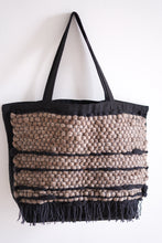 Load image into Gallery viewer, Large Canvas Market Tote x Fiber Art 'WOOD + BLACK'