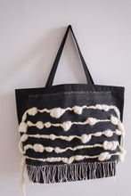 Load image into Gallery viewer, Large Canvas Market Tote x Fiber Art 'BLACK + WHITE'