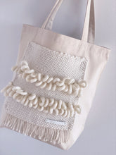 Load image into Gallery viewer, Canvas Tote Bag x Fiber Art 'LINE UP'