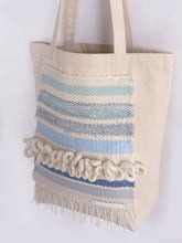 Load image into Gallery viewer, Canvas Tote Bag x Fiber Art 'LINE UP'