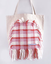 Load image into Gallery viewer, Canvas Tote Bag x Fiber Art 'PLAID PINK'