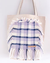 Load image into Gallery viewer, Canvas Tote Bag x Fiber Art 'PLAID BLUE'