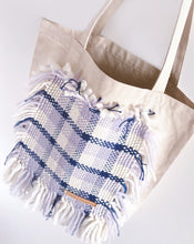 Load image into Gallery viewer, Canvas Tote Bag x Fiber Art 'PLAID BLUE'