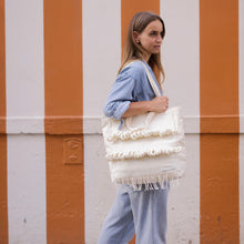Load image into Gallery viewer, Large Canvas Market Tote x Fiber Art ‘LOOPS'
