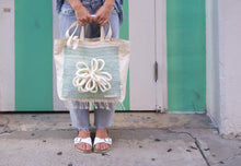 Load image into Gallery viewer, Large Canvas Market Tote x Fiber Art 'BLOOMING'
