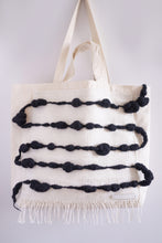 Load image into Gallery viewer, Large Canvas Market Tote x Fiber Art 'BLACK + WHITE'