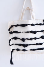 Load image into Gallery viewer, Large Canvas Market Tote x Fiber Art 'BLACK + WHITE'