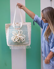 Load image into Gallery viewer, Large Canvas Market Tote x Fiber Art 'BLOOMING'