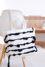 Load image into Gallery viewer, Large Canvas Market Tote x Fiber Art 'BLACK + WHITE'