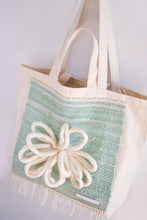 Load image into Gallery viewer, Large Canvas Market Tote x Fiber Art 'BLOOMING'