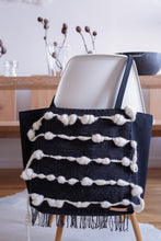 Load image into Gallery viewer, Custom Large Canvas Market Tote x Fiber Art 'WHITE + BLACK'