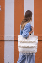 Load image into Gallery viewer, Large Canvas Market Tote x Fiber Art ‘LOOPS'