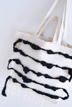 Load image into Gallery viewer, Large Canvas Market Tote x Fiber Art 'BLACK + WHITE'