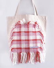 Load image into Gallery viewer, Canvas Tote Bag x Fiber Art &#39;PLAID PINK&#39;
