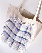 Load image into Gallery viewer, Canvas Tote Bag x Fiber Art &#39;PLAID BLUE&#39;
